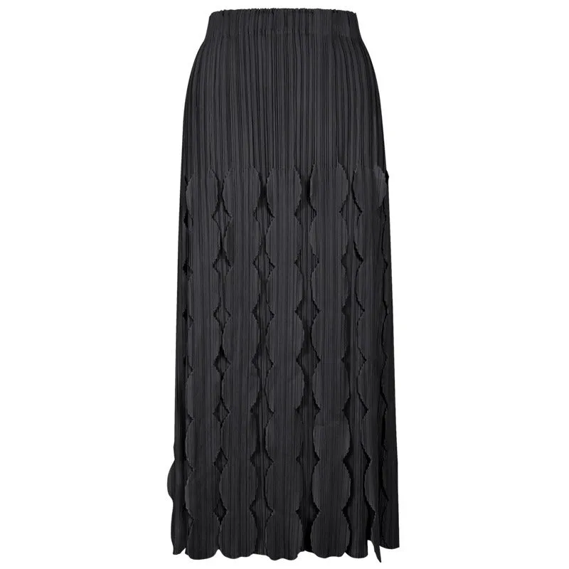 Pre Order:  Solid Pleated High Waist Midi Skirt