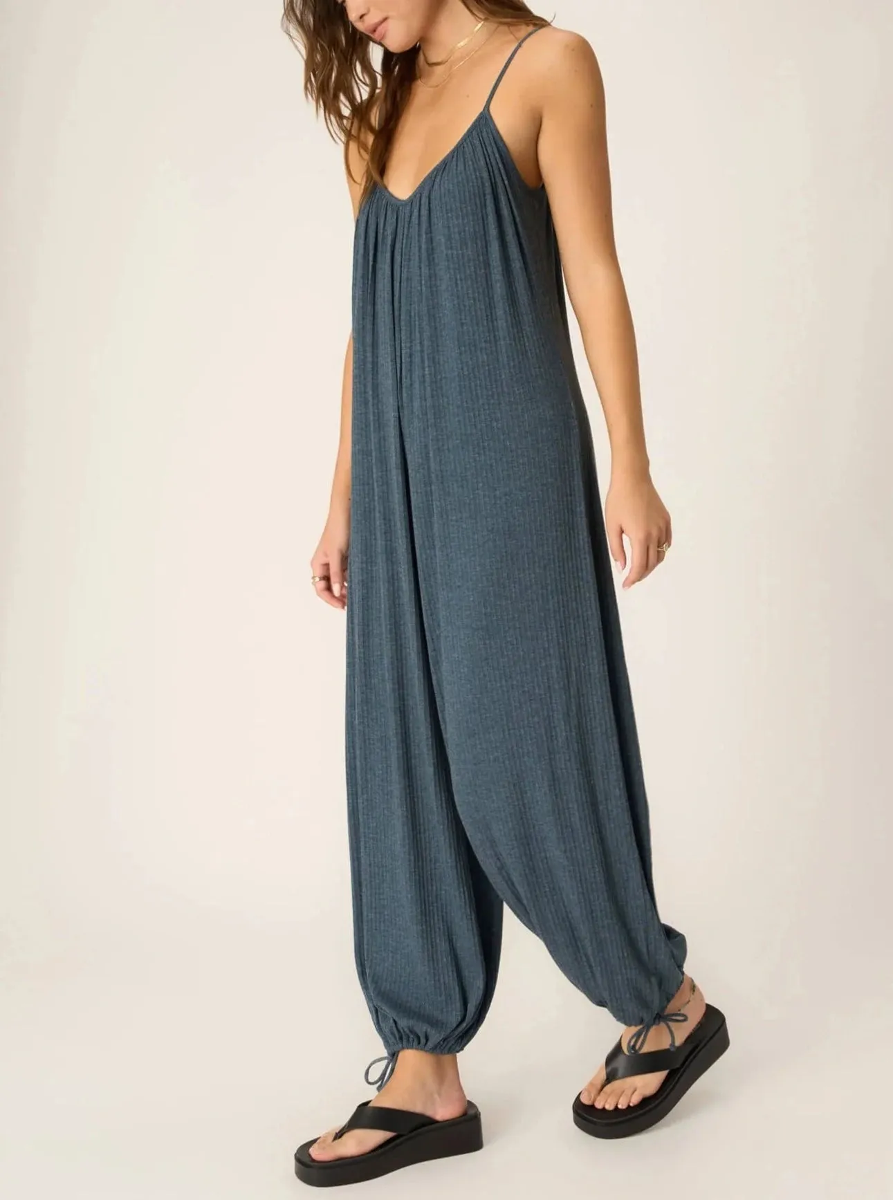 Project Social T Let's Bounce Shirred Strappy Jumpsuit