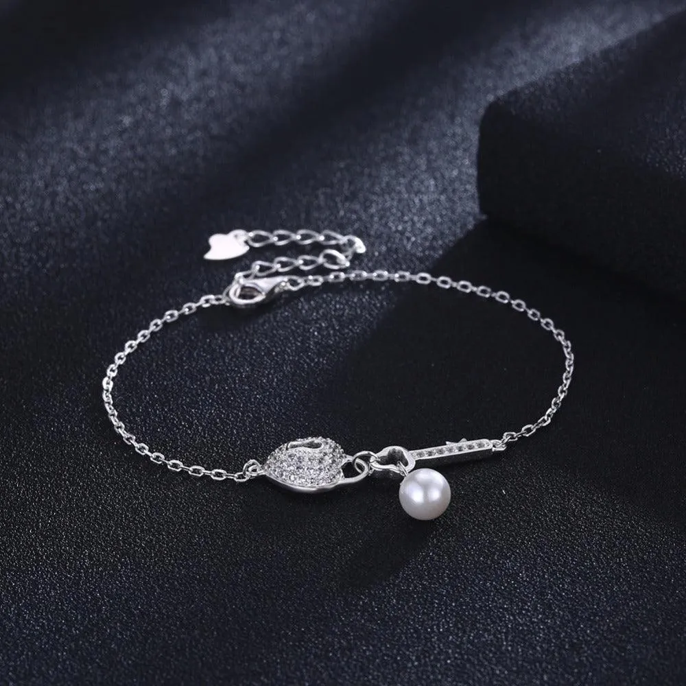 Promise 925 Sterling Silver Bracelet Silver-Color For Women Heart And Key Lover's Gift Trendy  jewelry