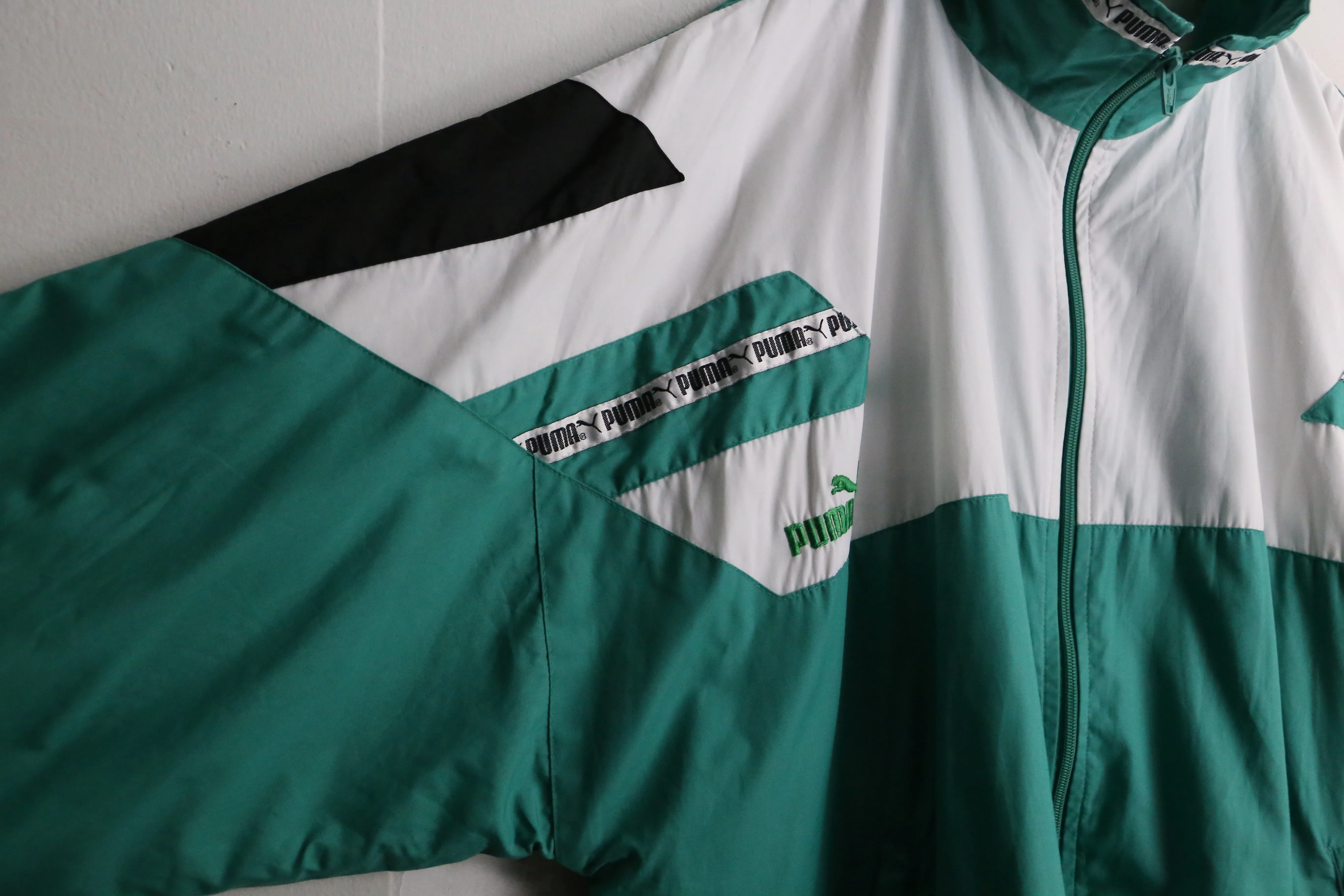 “PUMA” green nylon track jacket