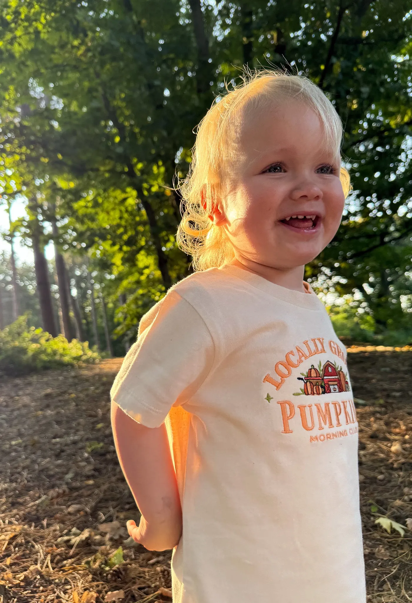 Pumpkins Embroidered Organic Cotton Childrens T-Shirt