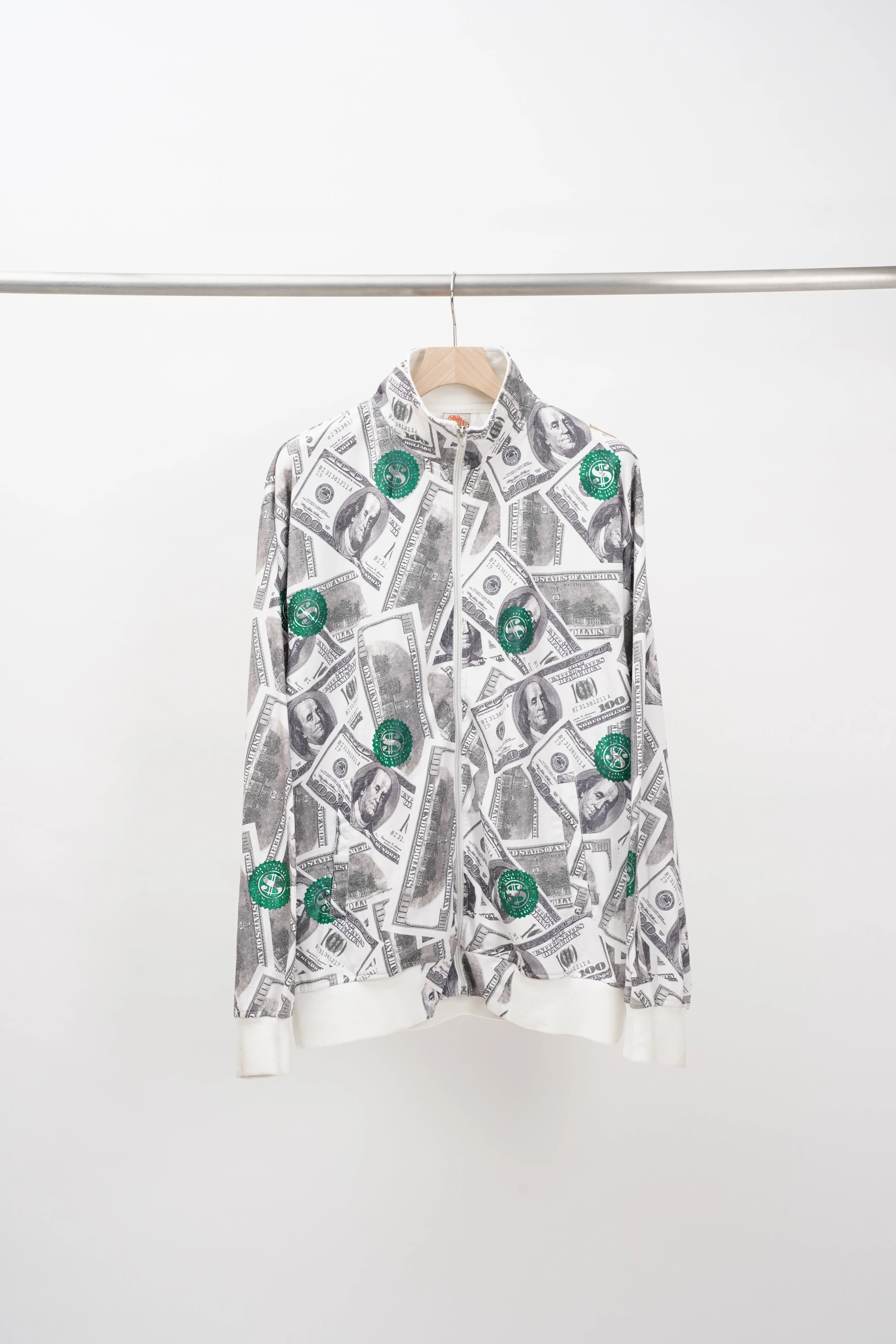 "Johnny Blaze" -Dollar Pattern Cotton/Poly Jersey Track Jacket-