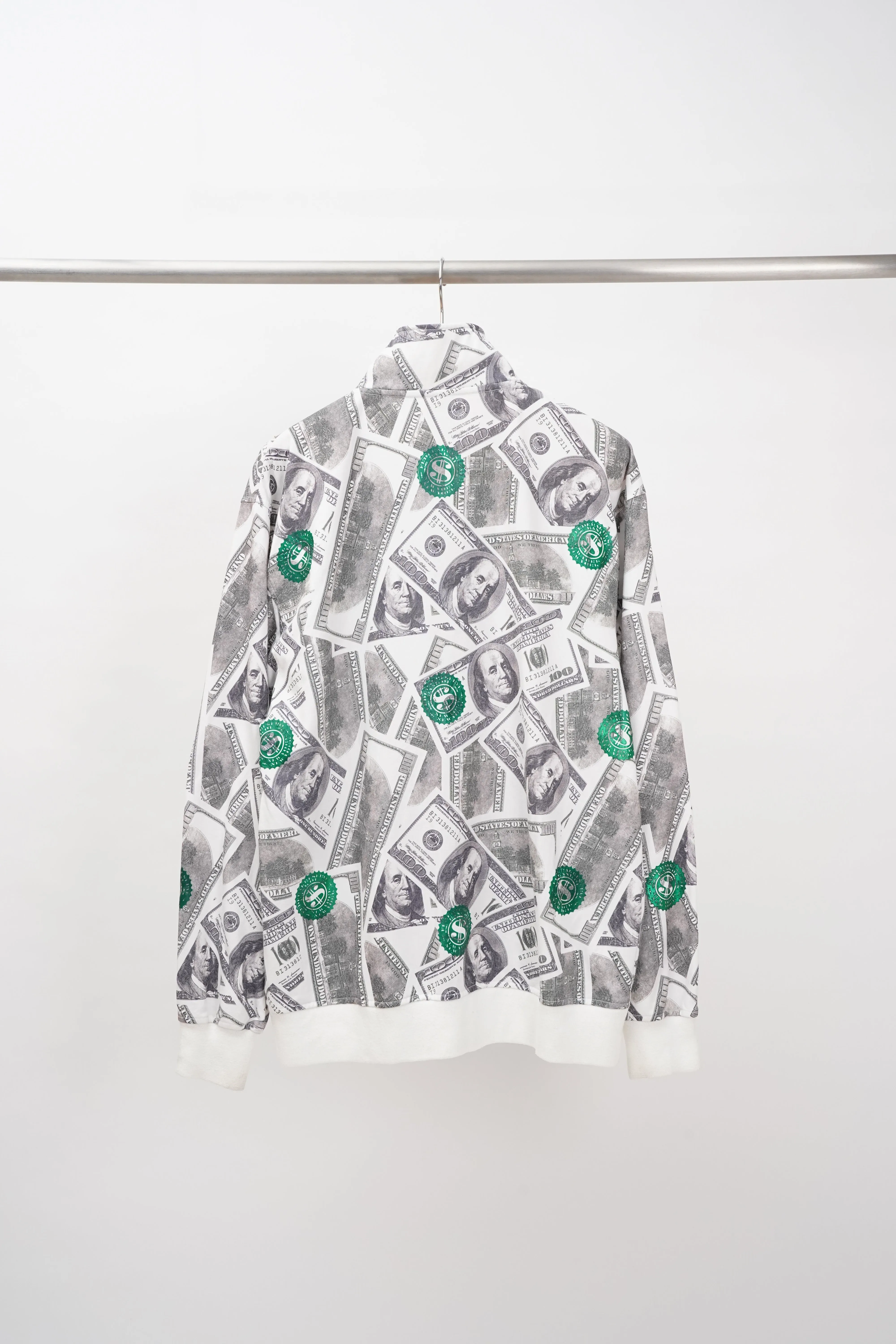 "Johnny Blaze" -Dollar Pattern Cotton/Poly Jersey Track Jacket-