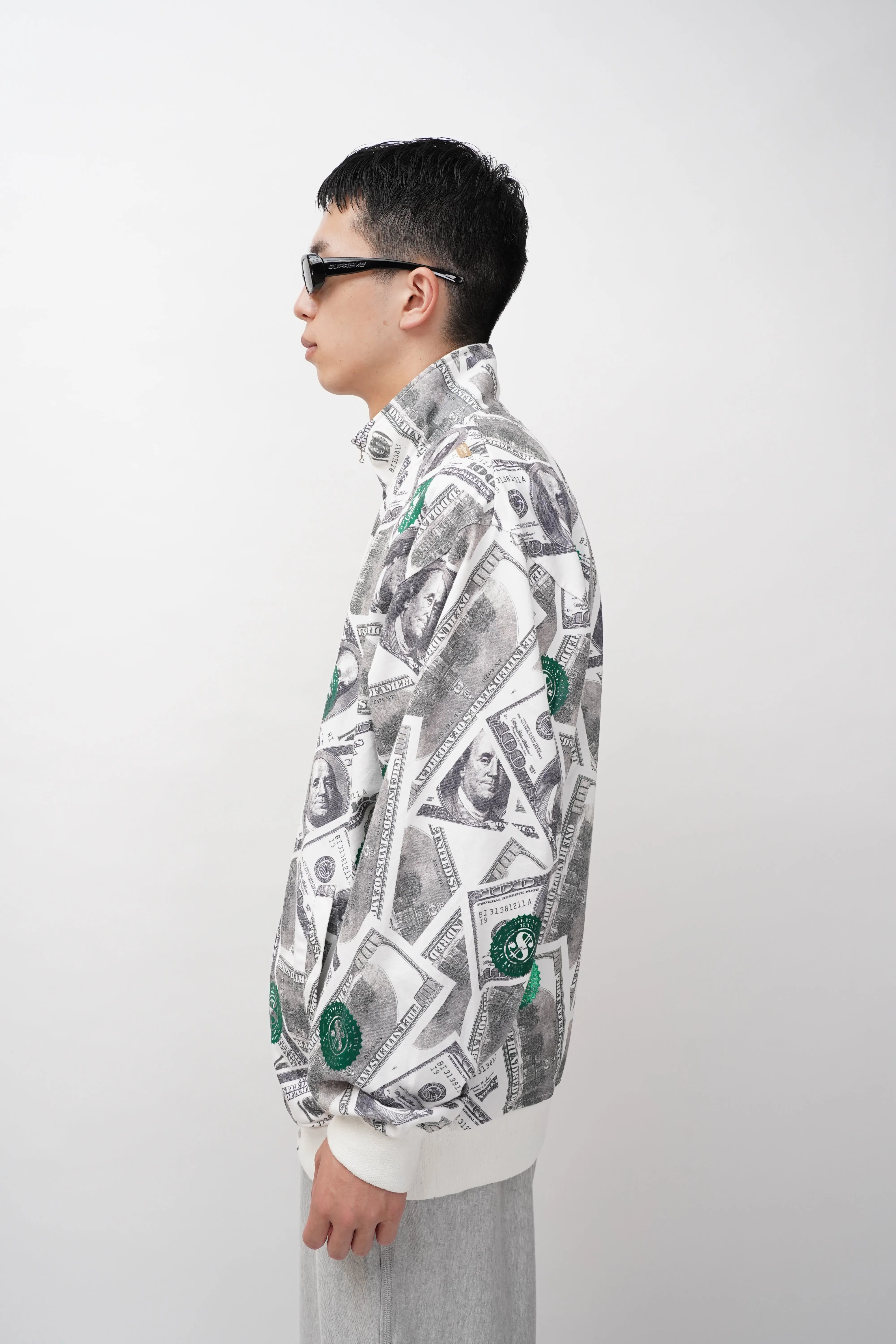 "Johnny Blaze" -Dollar Pattern Cotton/Poly Jersey Track Jacket-