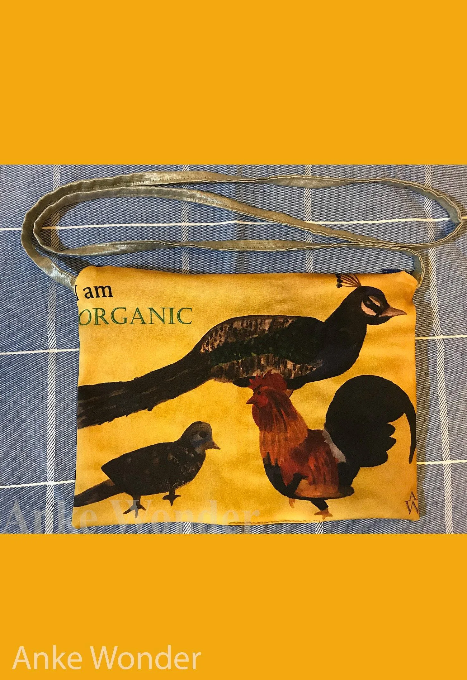 Reversible Women's Fabric Handbag - Bird and Chicken