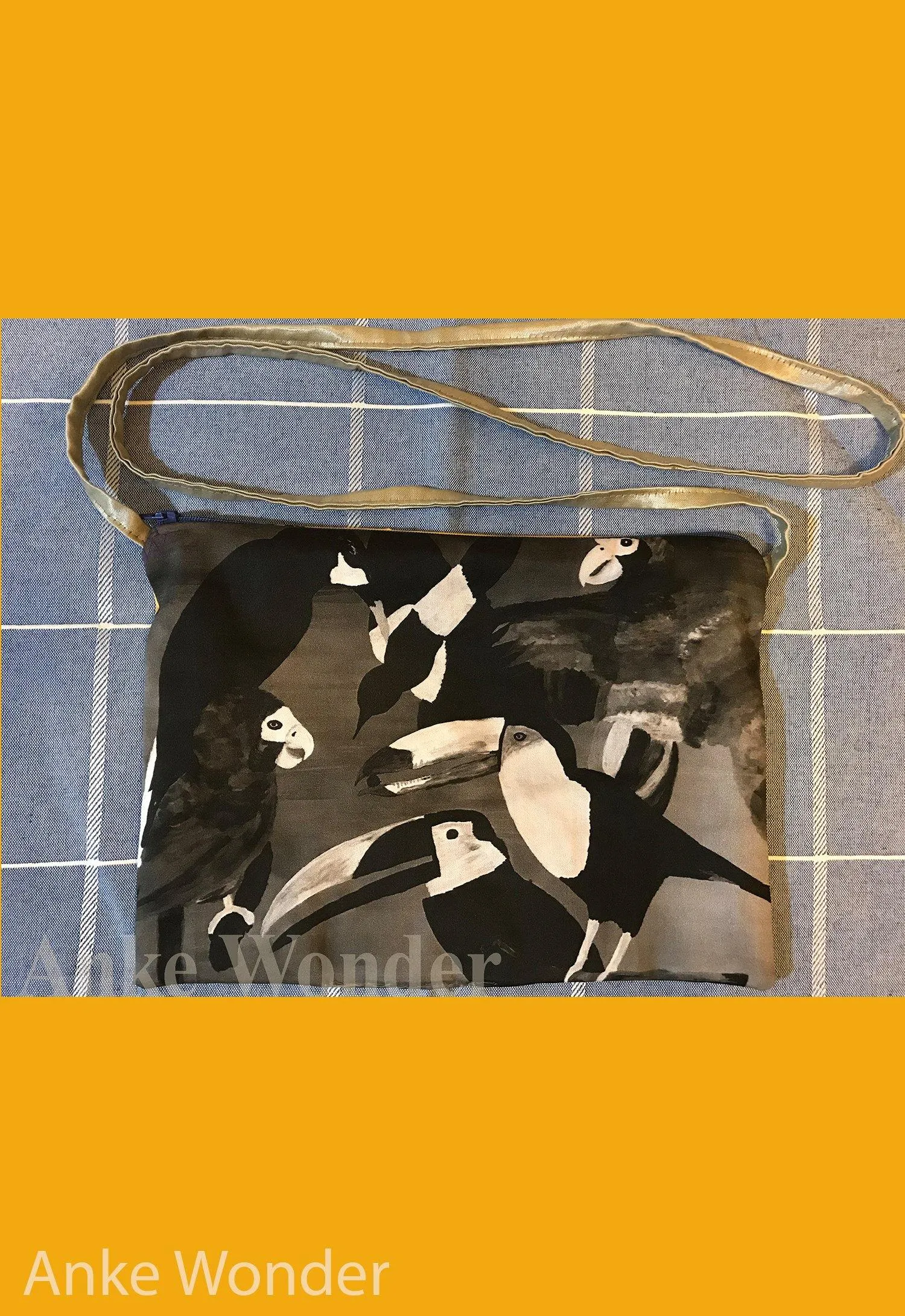 Reversible Women's Fabric Handbag - Bird and Chicken