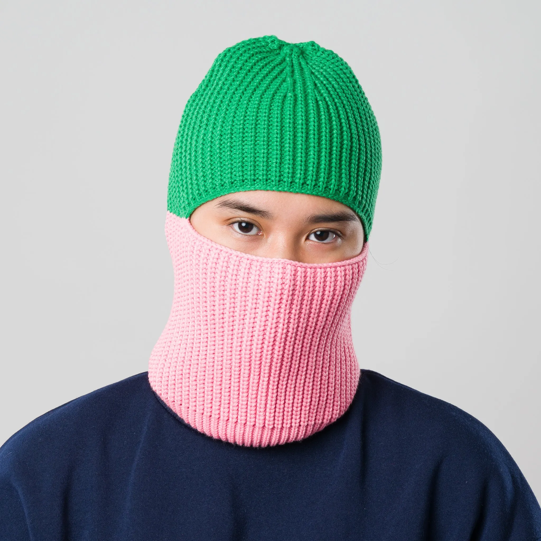 Ribbed Colorblock Balaclava