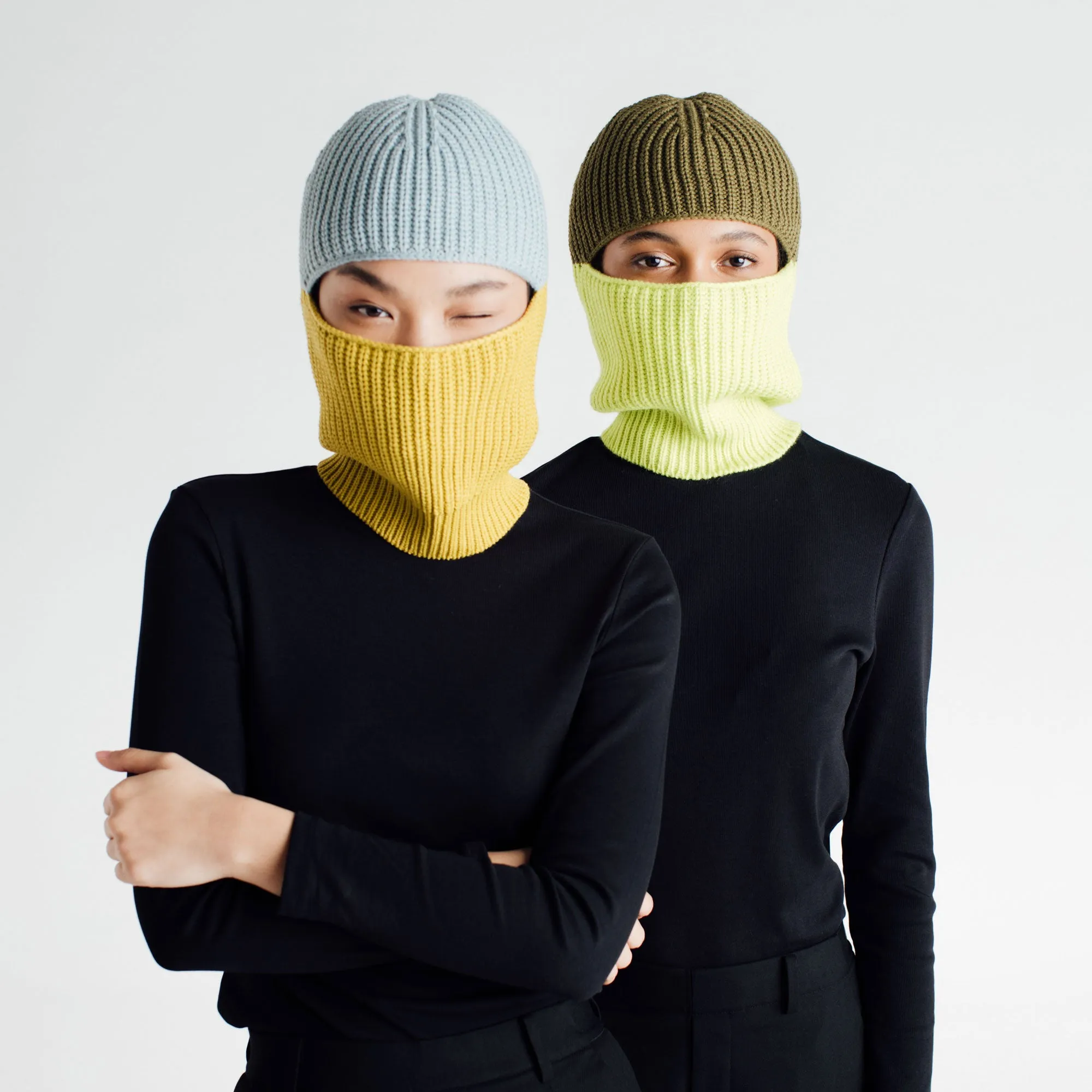 Ribbed Colorblock Balaclava