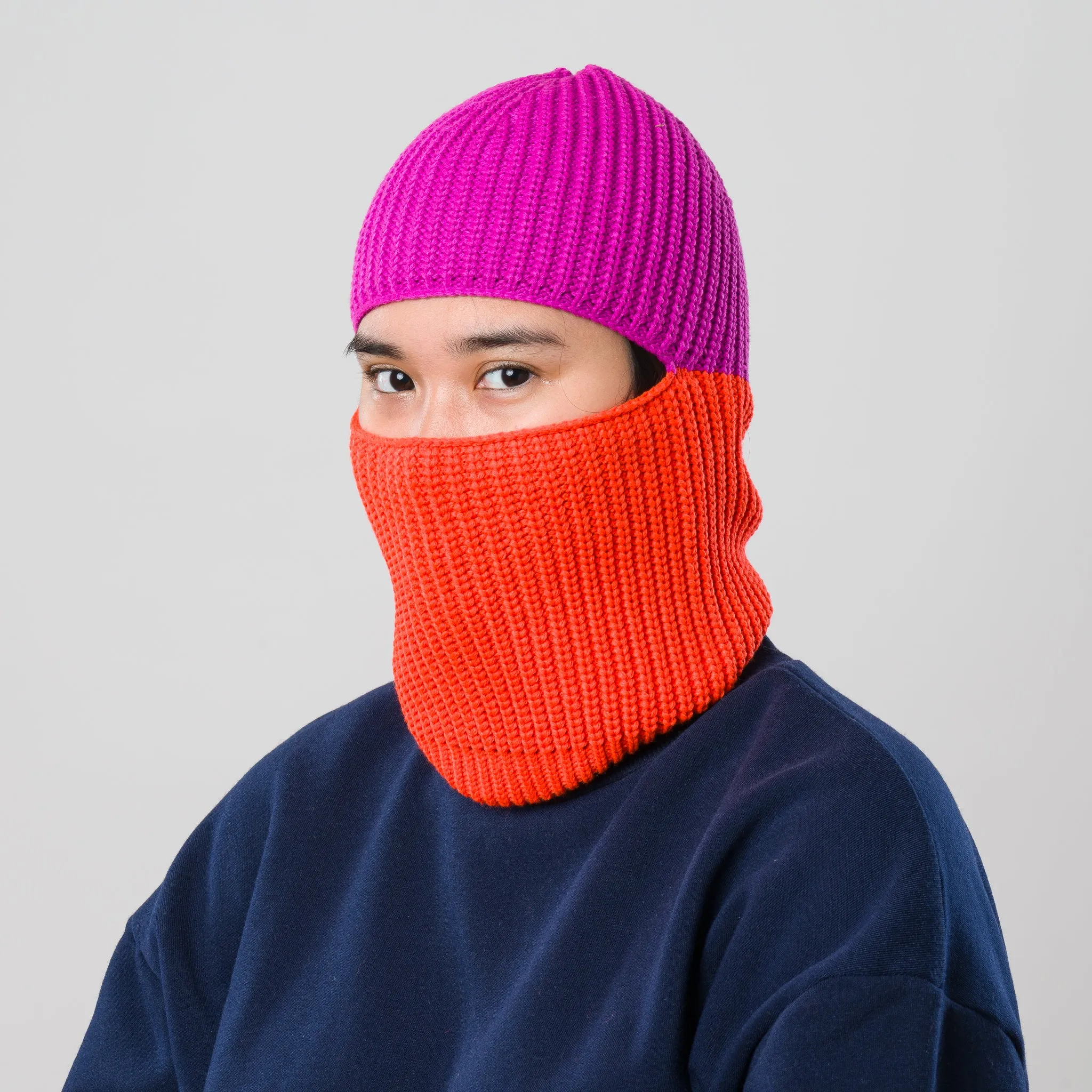 Ribbed Colorblock Balaclava