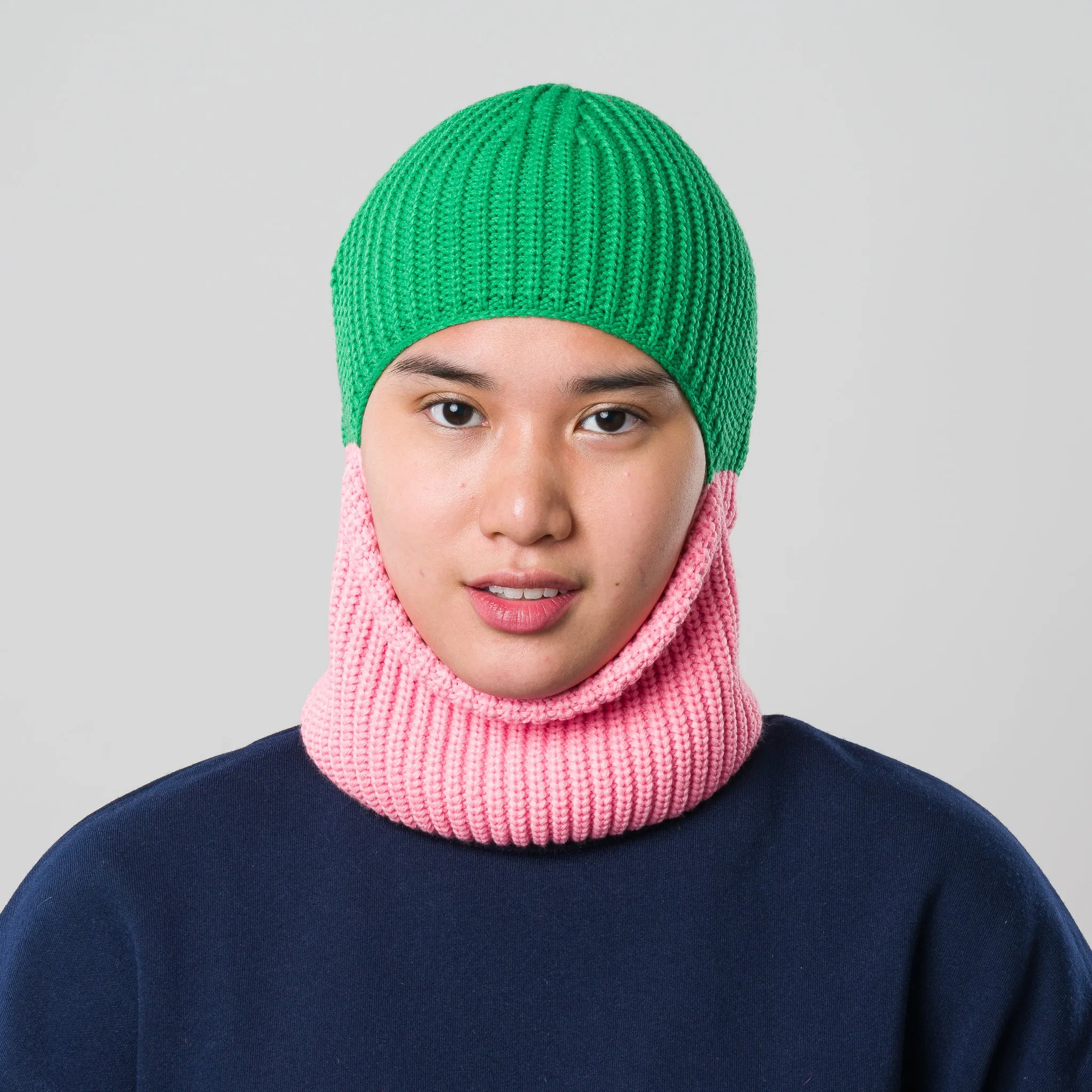 Ribbed Colorblock Balaclava