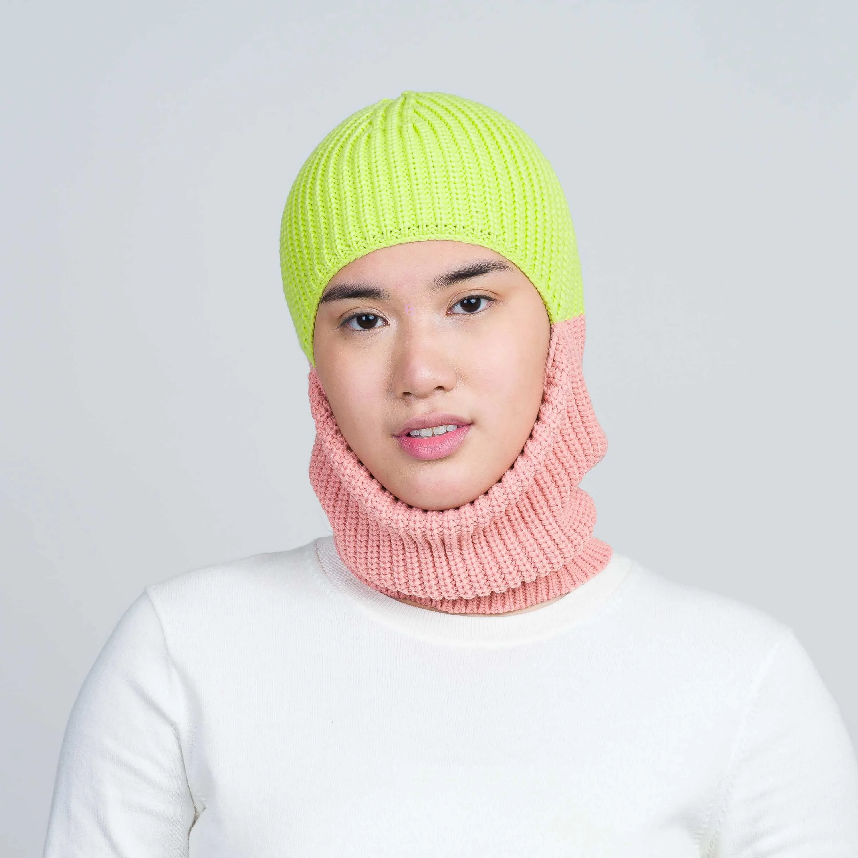 Ribbed Colorblock Balaclava