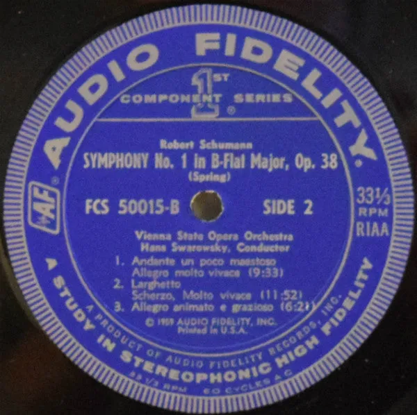 Robert Schumann, Orchester Der Wiener Staatsoper, Anton Kamper -  Concerto In A Minor, Op. 54 For Piano And Orchestra, Symphony No. 1 In B Flat Major, Op. 38 "Spring" (LP, Album) (VG )