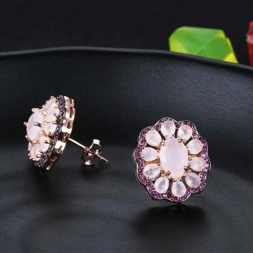 Romantic Sterling Silver Stud Earrings- Pink Daisy Earrings for Women- Trendy Jewelry Option for Girls- Anniversary Gift for Women- Jewelry for Women