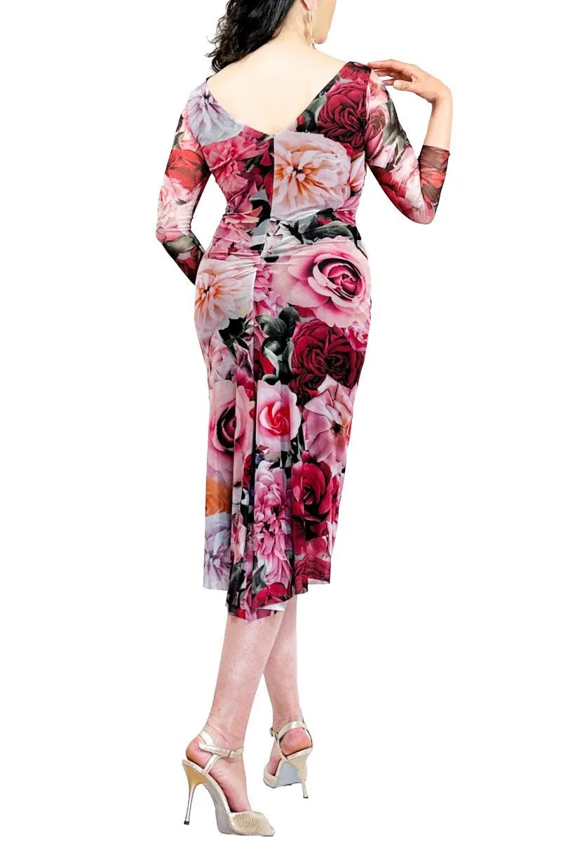 rose garden NINA mesh tango dress with sleeves