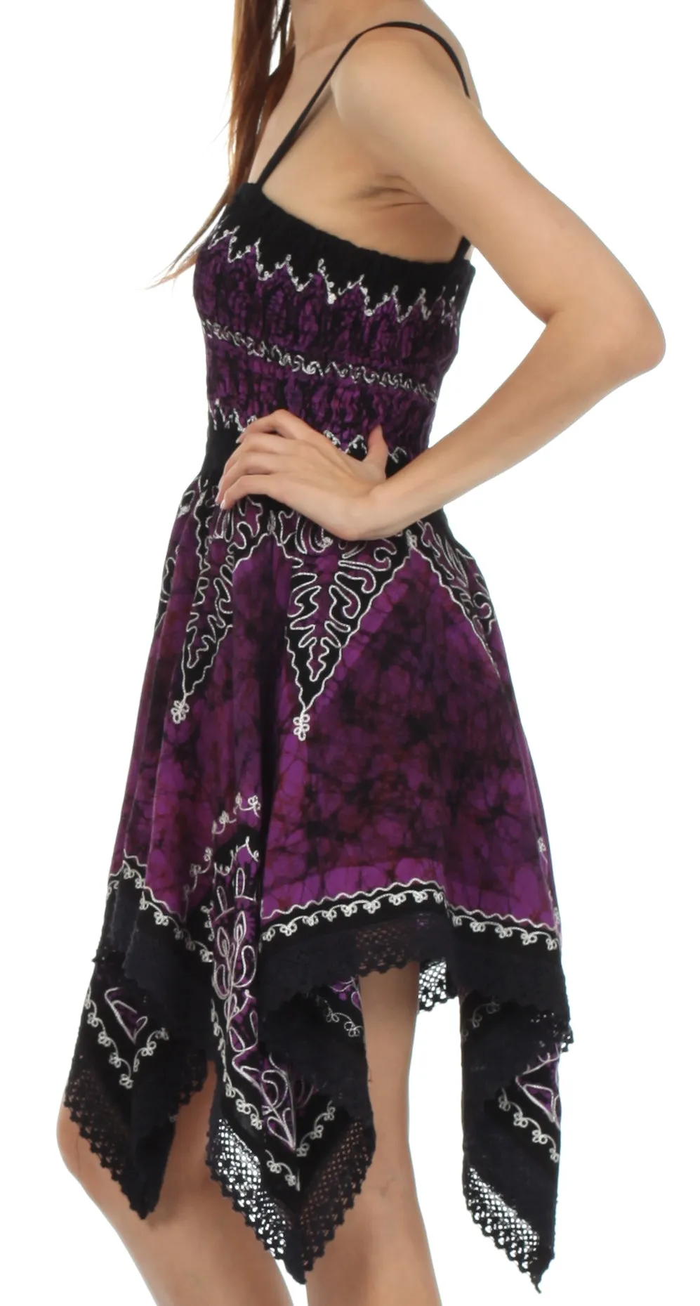 Sakkas Batik Handkerchief Hem Tunic Short Dress