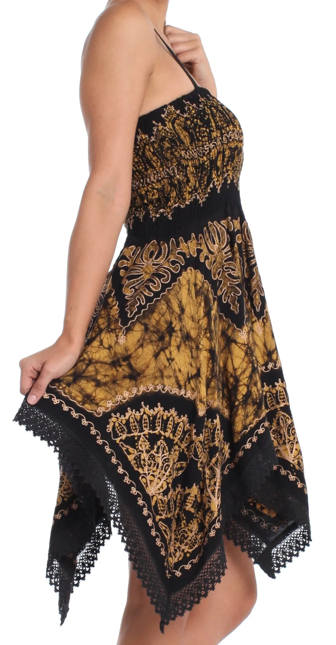 Sakkas Batik Handkerchief Hem Tunic Short Dress