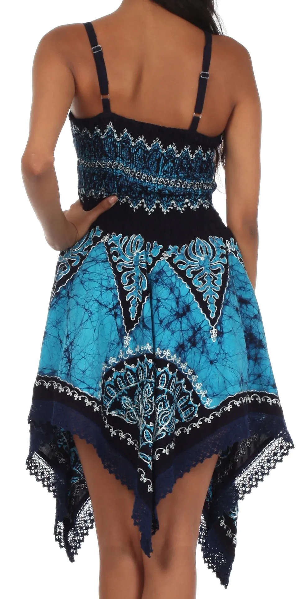 Sakkas Batik Handkerchief Hem Tunic Short Dress