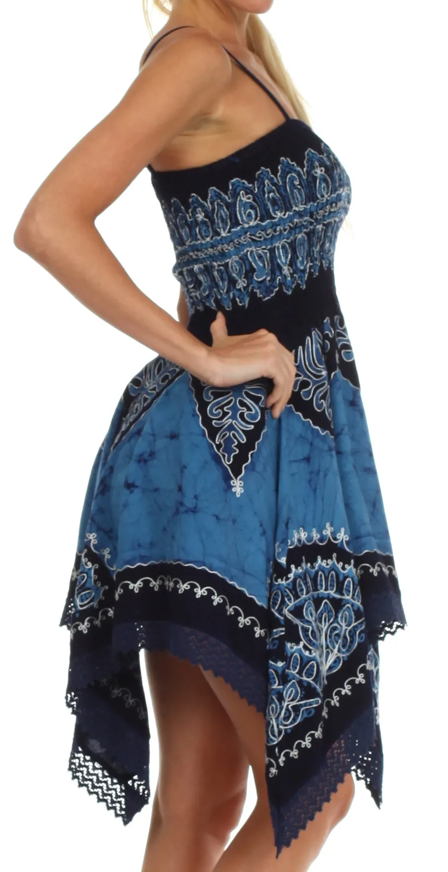 Sakkas Batik Handkerchief Hem Tunic Short Dress