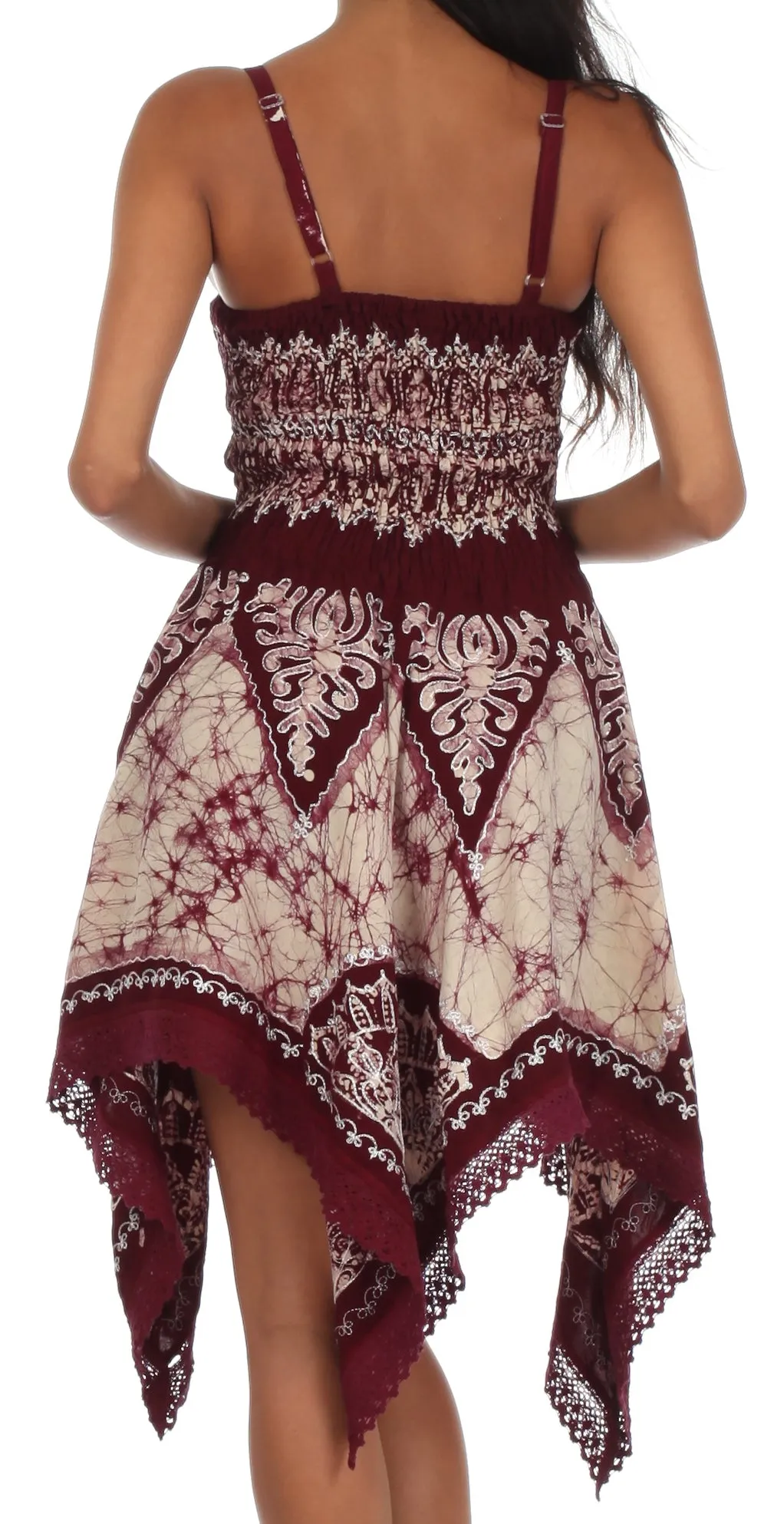 Sakkas Batik Handkerchief Hem Tunic Short Dress