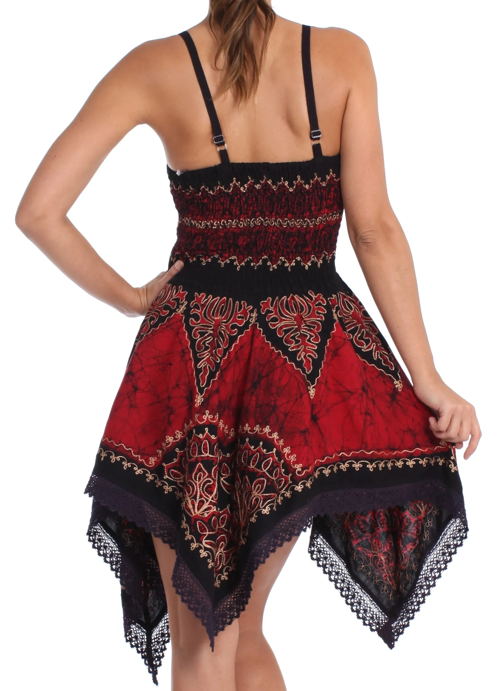 Sakkas Batik Handkerchief Hem Tunic Short Dress