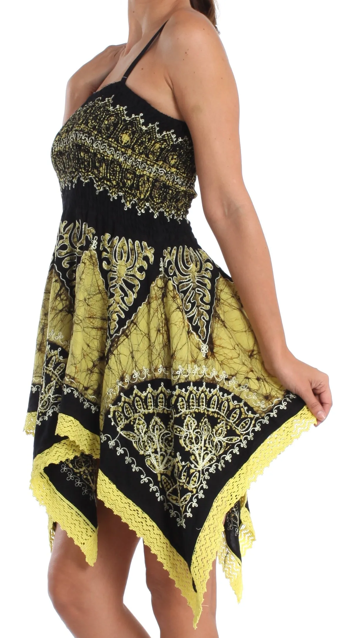 Sakkas Batik Handkerchief Hem Tunic Short Dress