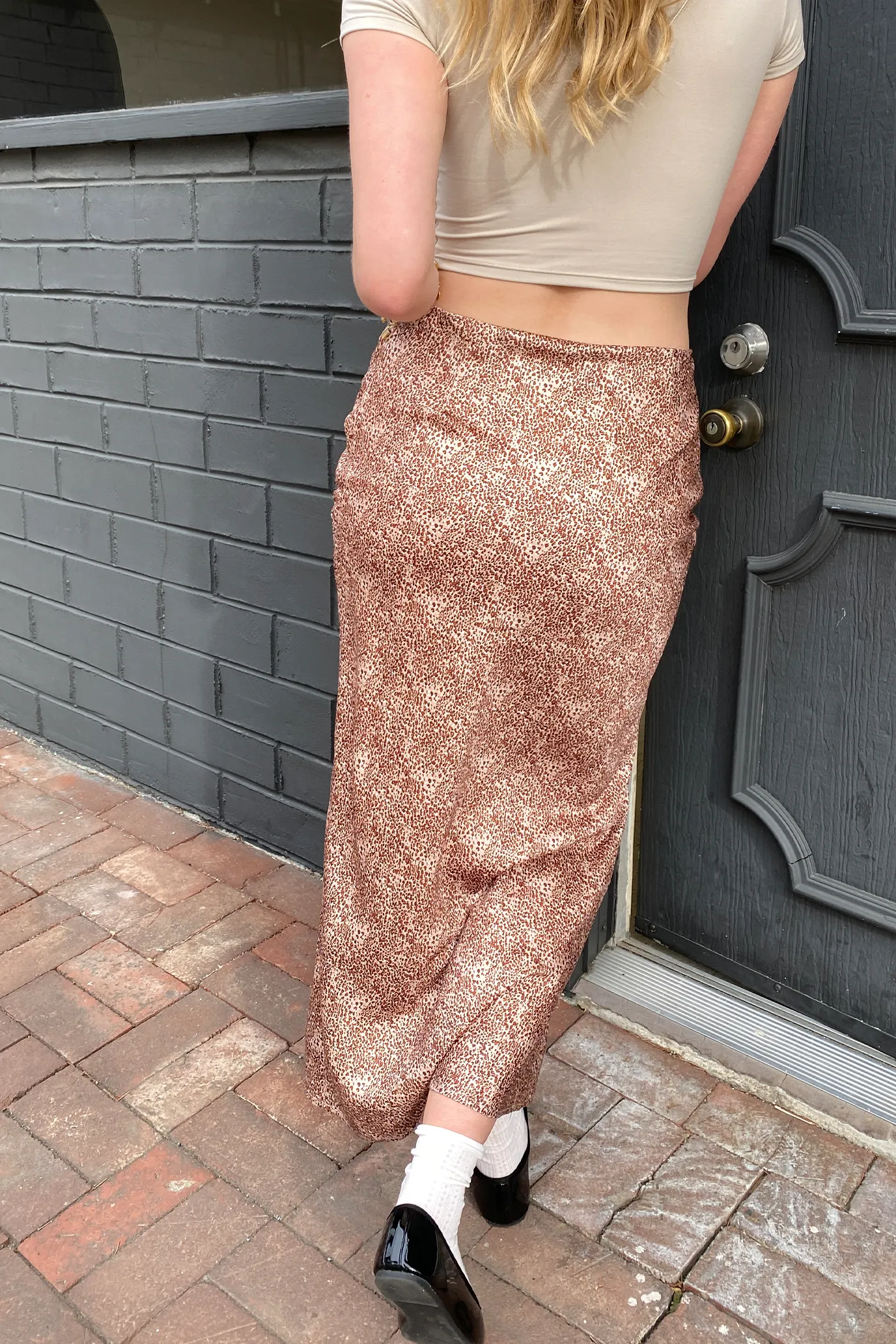 Satin Ditsy Cheetah Print Skirt