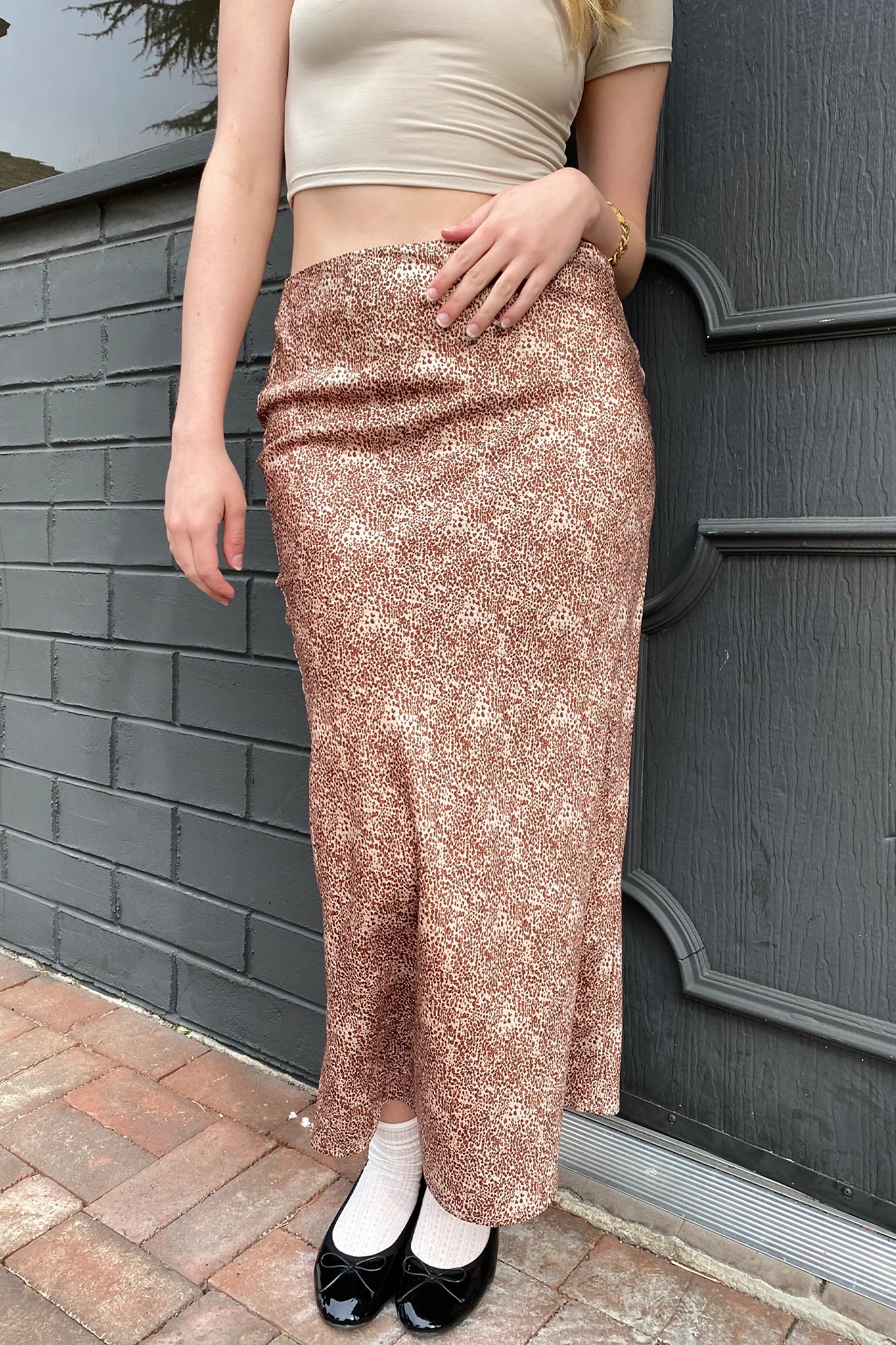 Satin Ditsy Cheetah Print Skirt