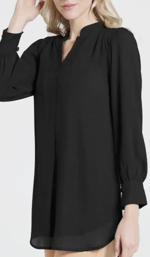 Shaina Long Chiffon Modest Top - Black