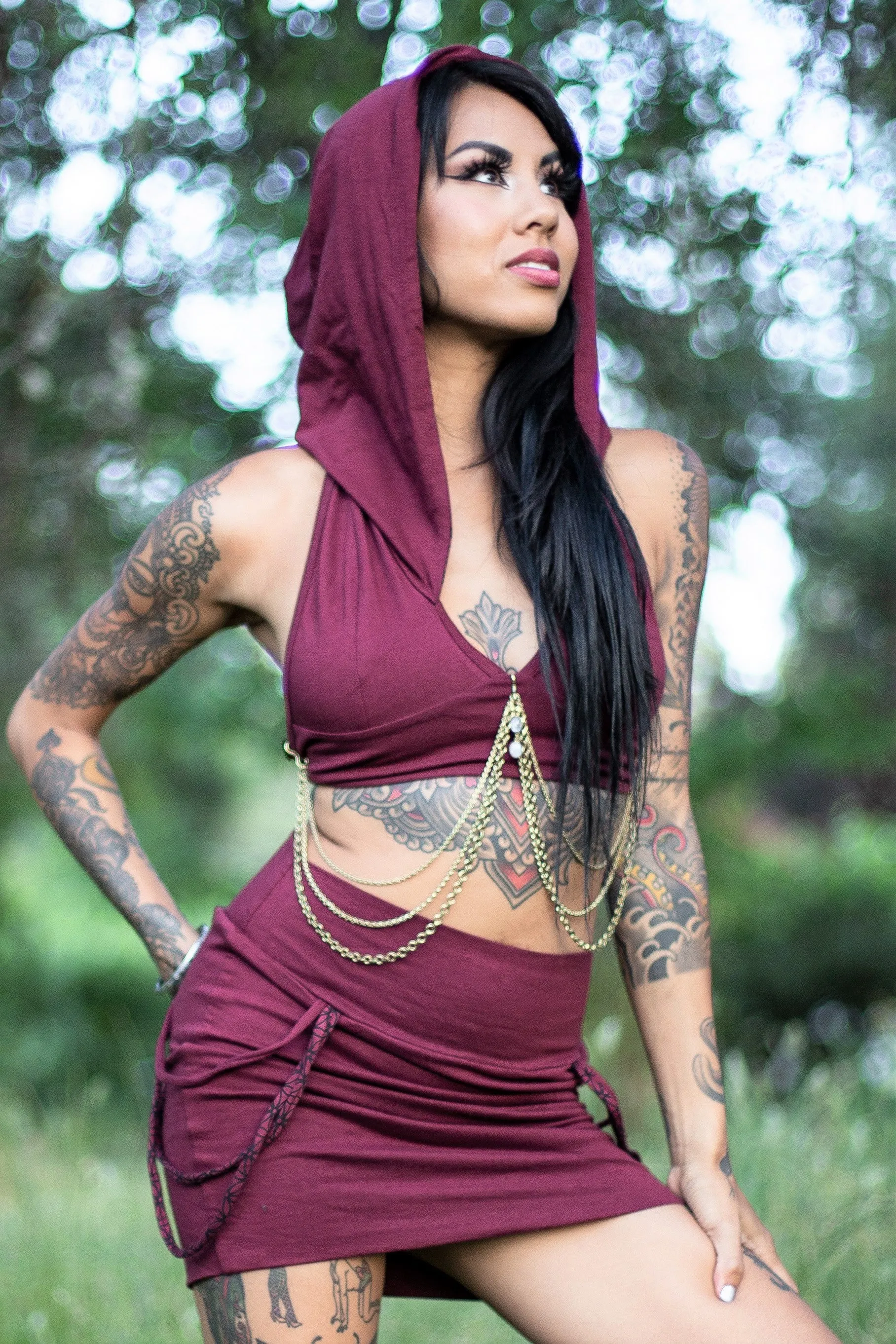 Shan Hooded Top - Maroon