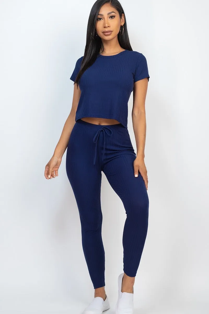 Short Sleeve Top & Leggings Set - 7 colors - Ships from The US