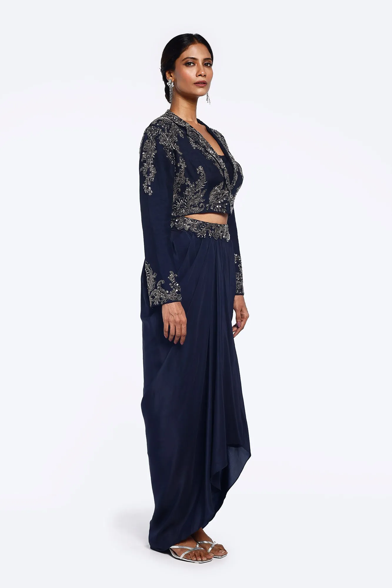 Silk Blazer And Dhoti Skirt Co-ord Set