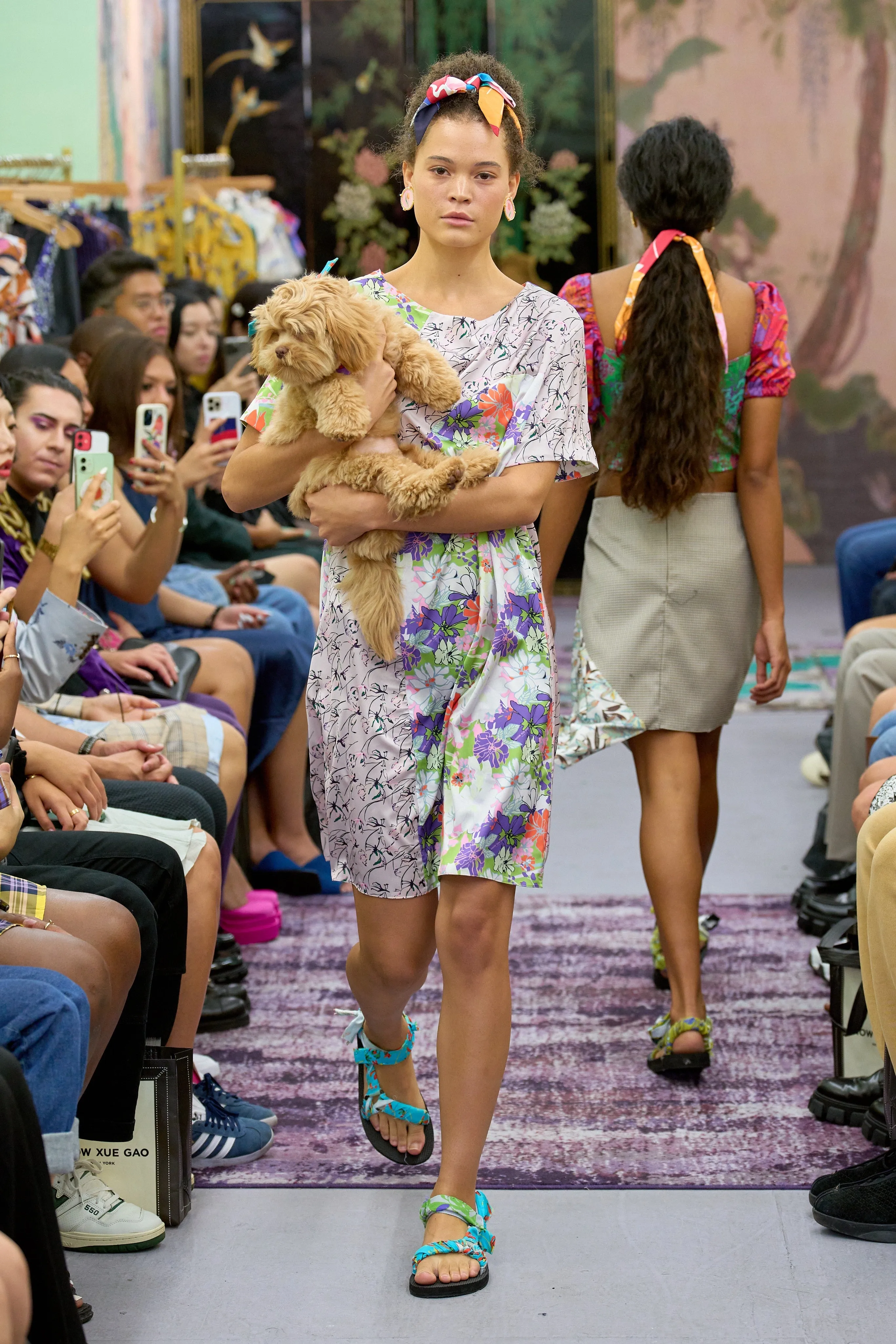 Silk Printed Lavender Floral Tunic Dress