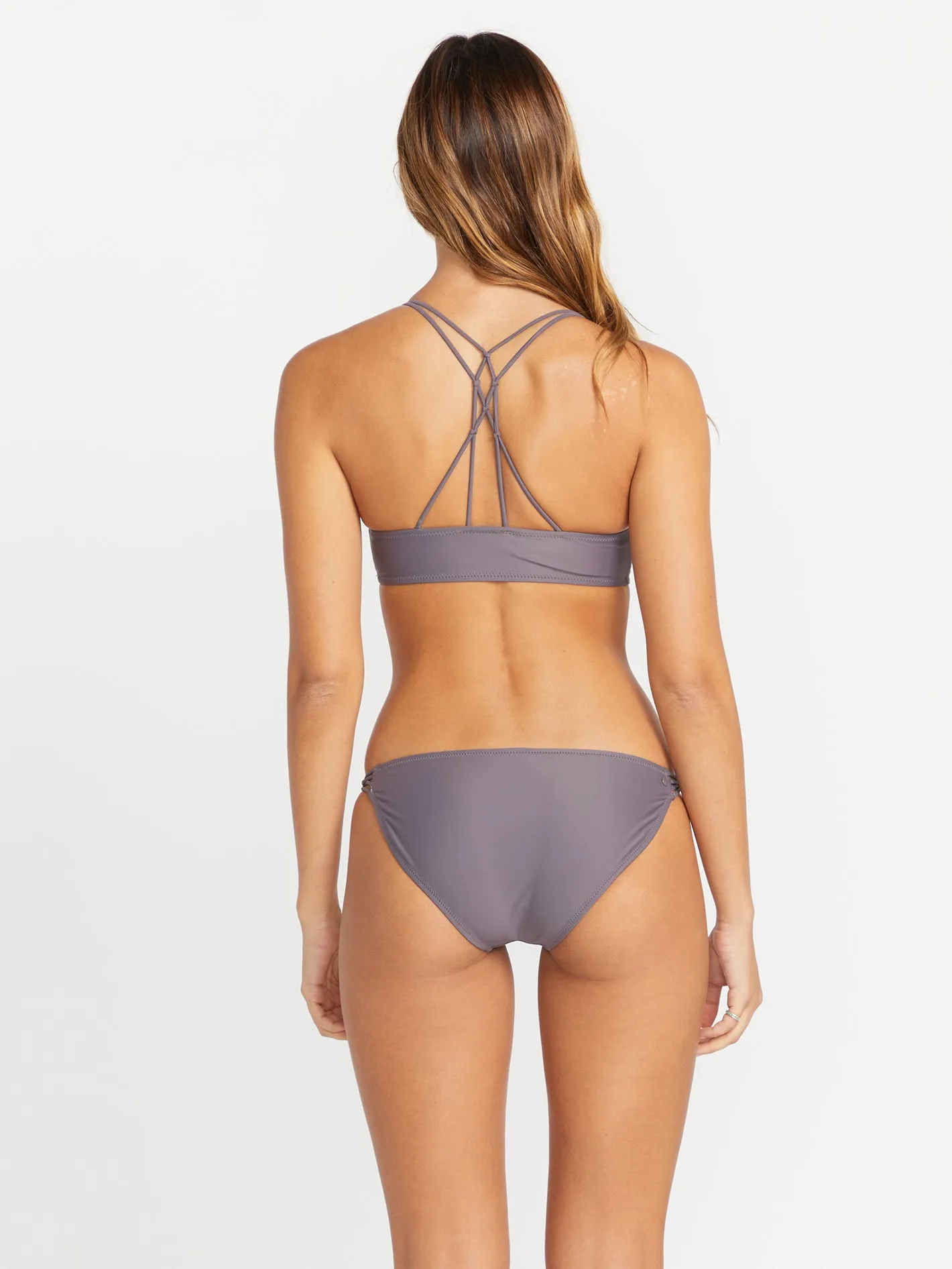 Simply Solid V Neck Bikini Top - Slate Grey