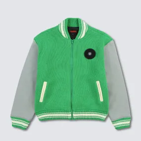 SMOKE KNITTED VARSITY JACKET