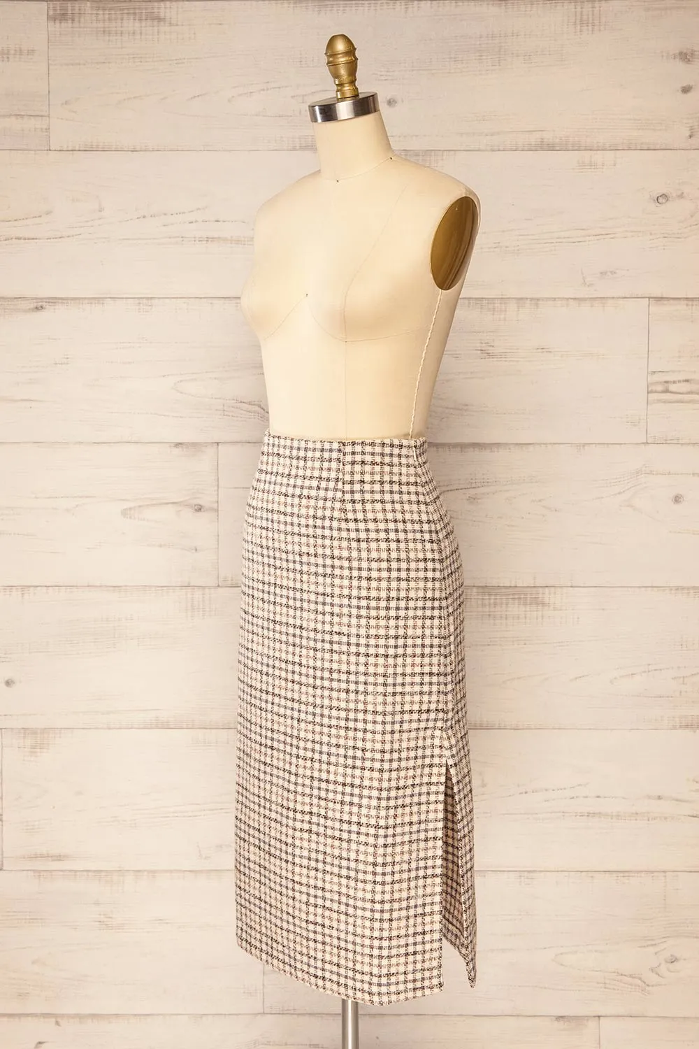 Stevenson | Midi Tweed Pencil Skirt w/ Slit