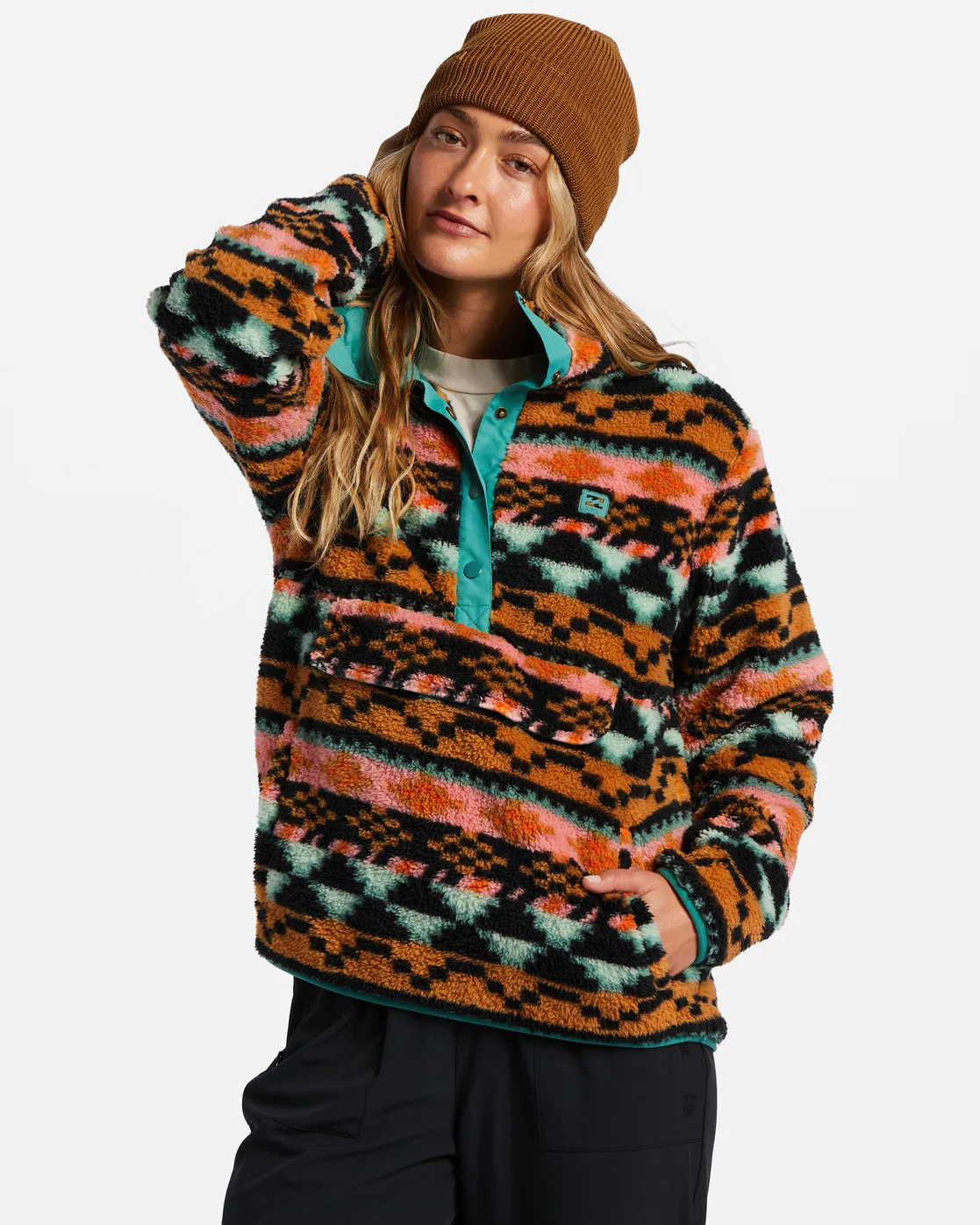 Switchback Mock Neck Fleece - Black Multi