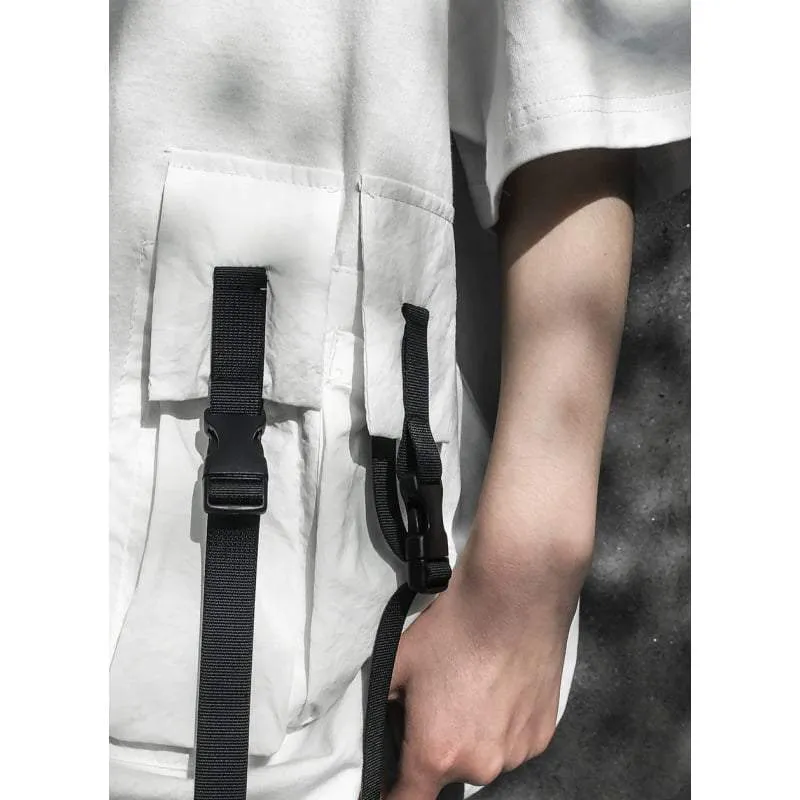 Techwear White Shirt with Pockets