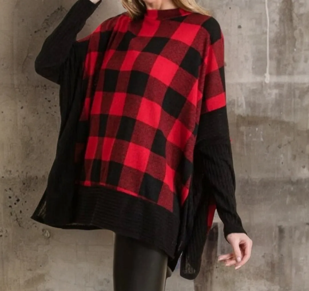 The checker-printed A-line top