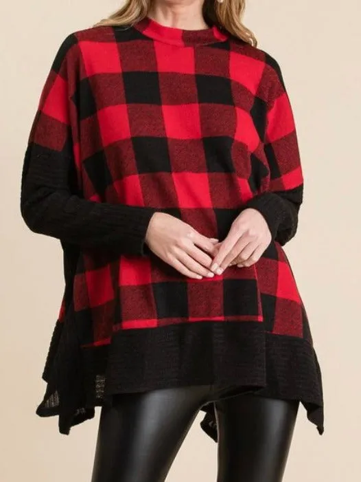 The checker-printed A-line top