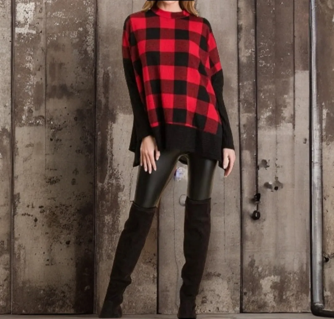 The checker-printed A-line top