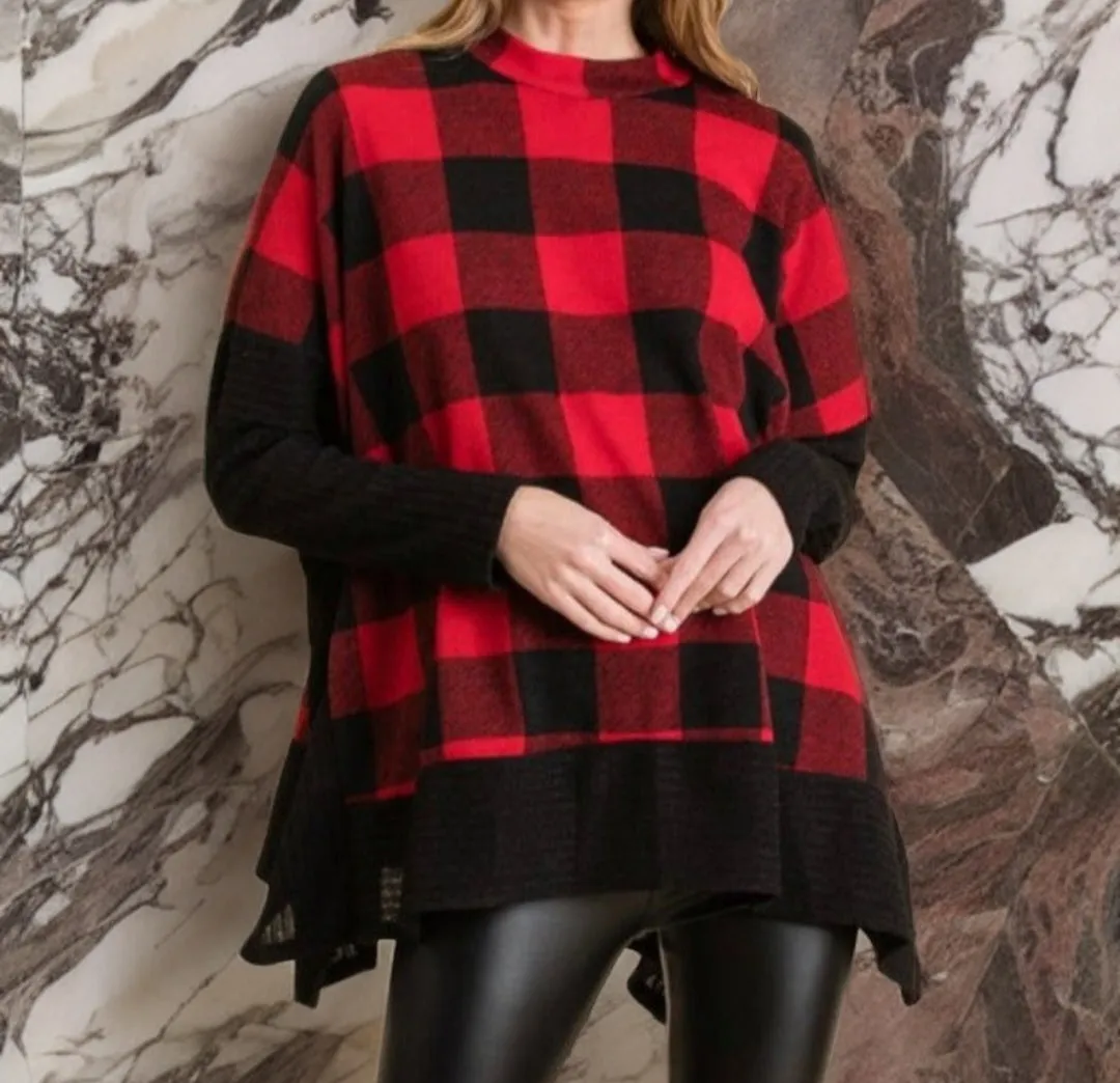 The checker-printed A-line top