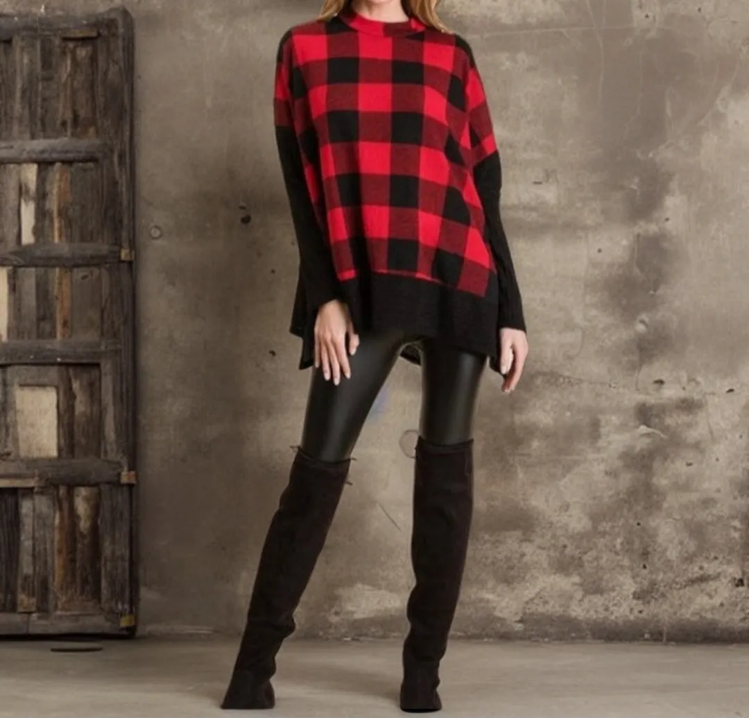 The checker-printed A-line top