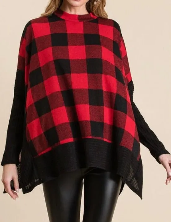 The checker-printed A-line top