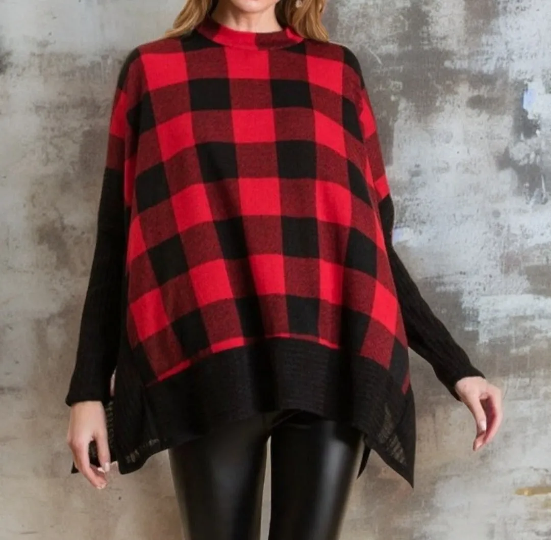 The checker-printed A-line top