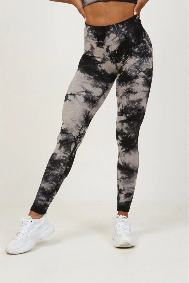 Tie Dye Leggings - Ribbed - Smoky Charcoal