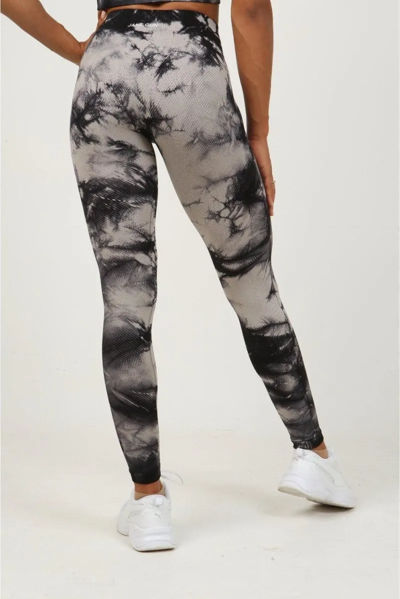 Tie Dye Leggings - Ribbed - Smoky Charcoal