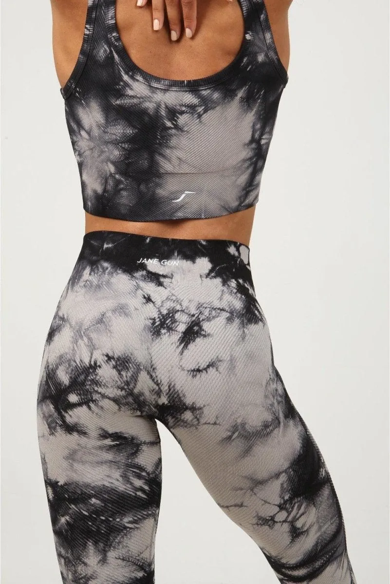 Tie Dye Leggings - Ribbed - Smoky Charcoal