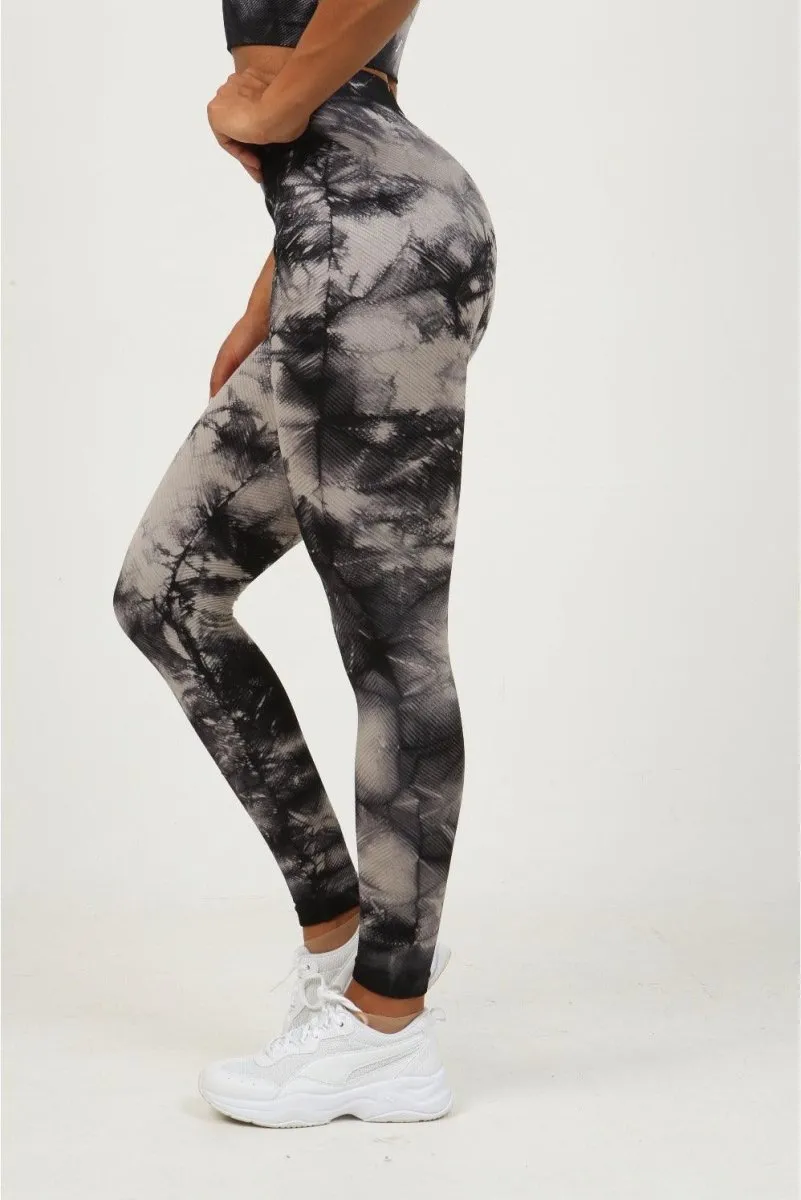 Tie Dye Leggings - Ribbed - Smoky Charcoal