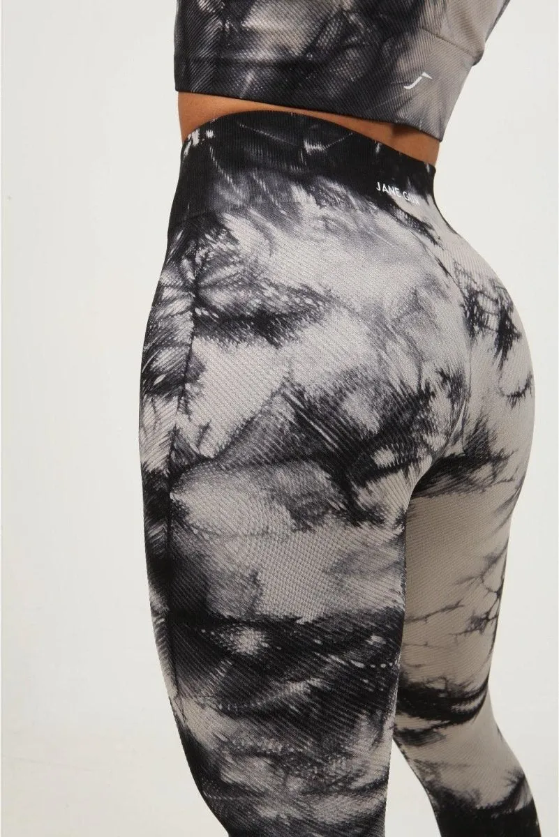 Tie Dye Leggings - Ribbed - Smoky Charcoal