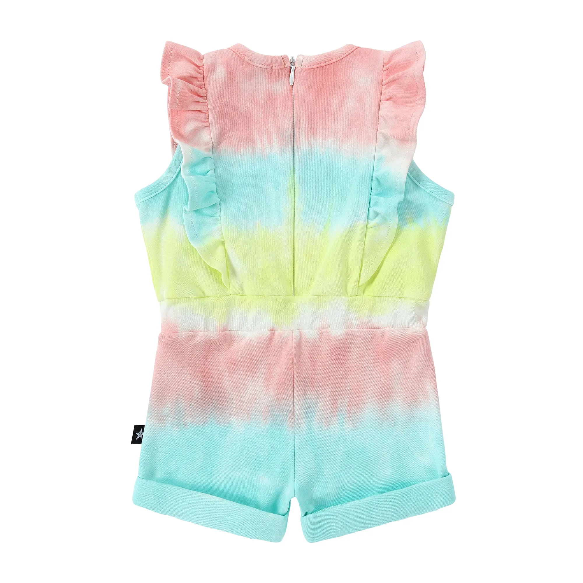 Tie Dyed Stripe Ruffle Romper